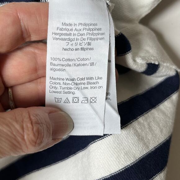 J.Crew Cotton Tunic Top Small Navy White Long Sleeve Striped‎ Nautical Breton - Picture 6 of 11